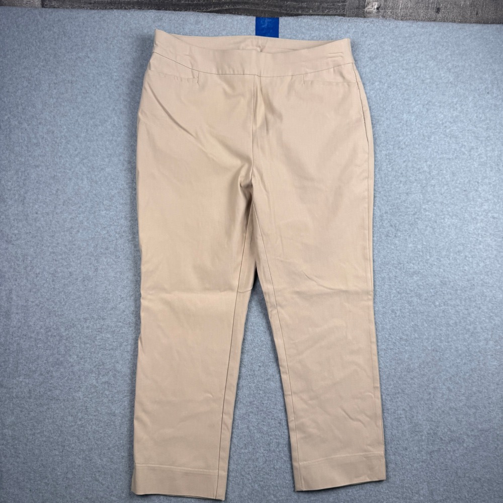 Chicos Pants Size 2 Womens Size 12 Tan Pull On Straight Leg Stretch Trouser Crop